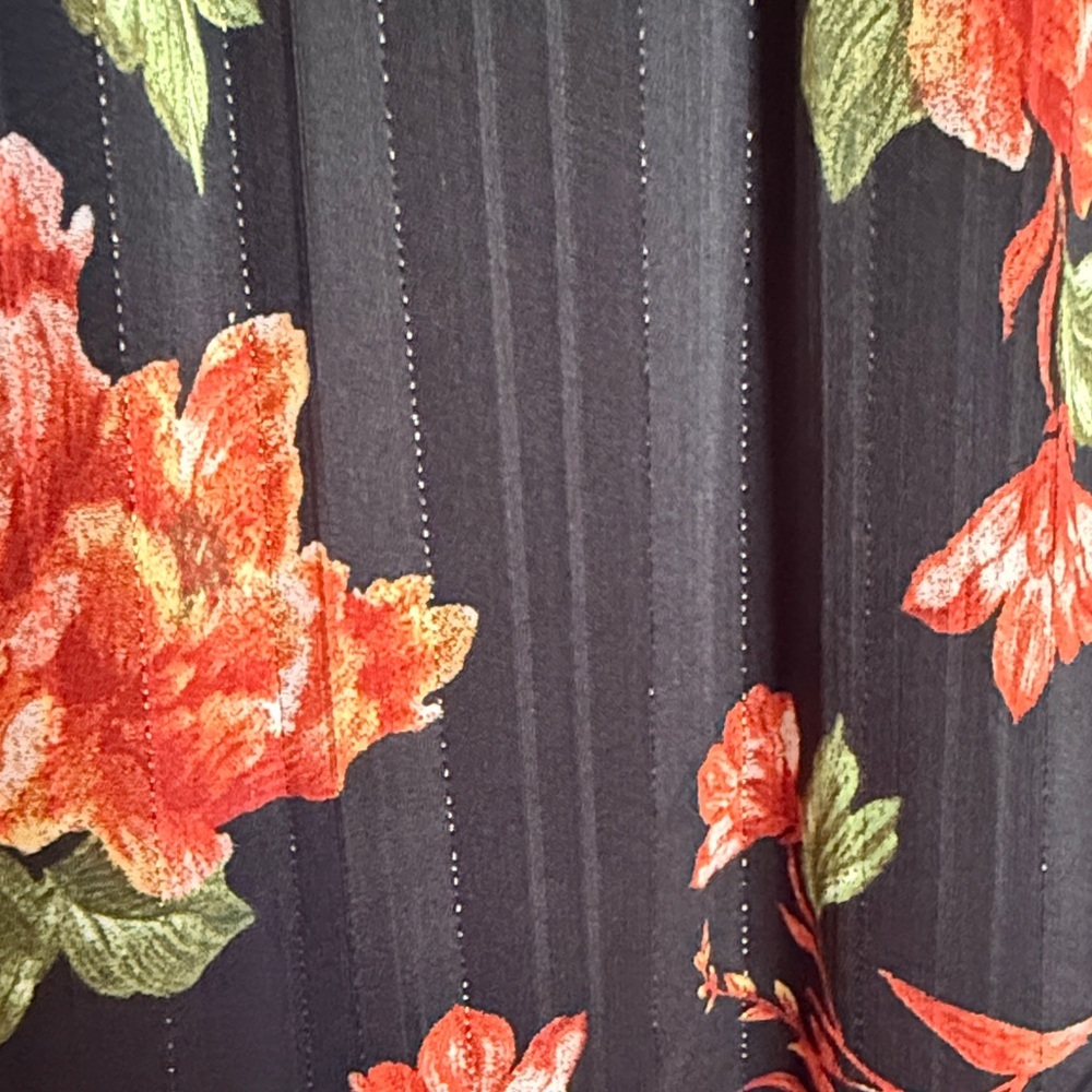 Black Floral Maxi Dress Smocked Waist Ruffle Romantic Wedding Guest Sz 0 - Picture 8 of 10